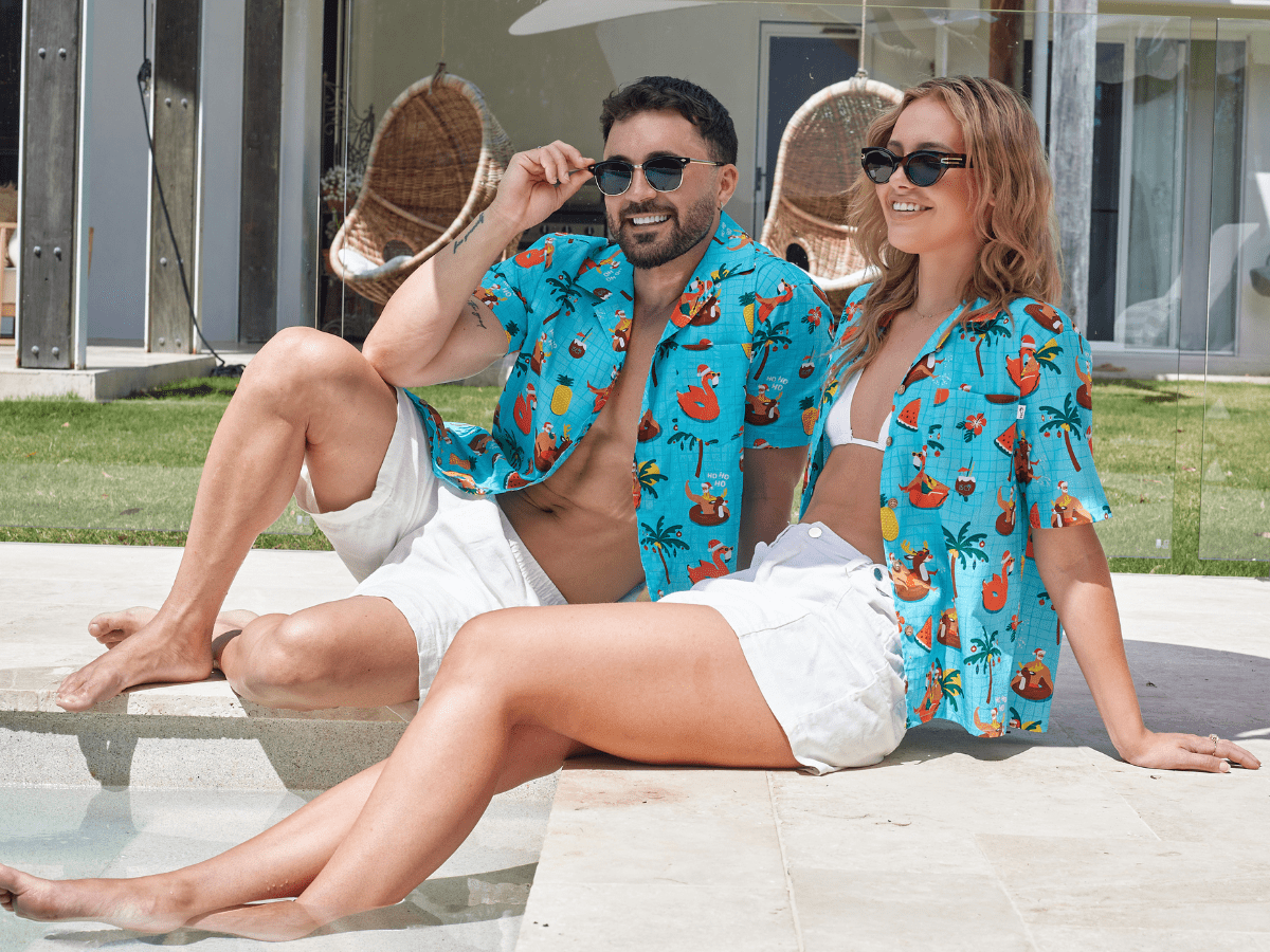 The couple's pool party had a casual 70s inspired pool decor vibe